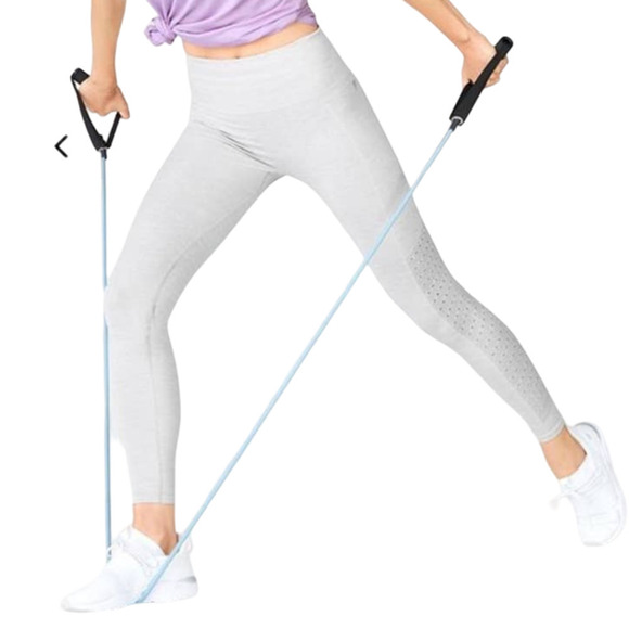 Fabletics NWT Gray Sync High Waisted Perforated 7/8 Leggings Size Small - Picture 1 of 9
